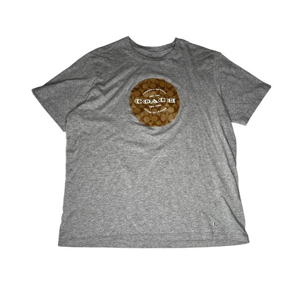 Coach Men’s T-Shirt XL Gray Signature Logo Graphic Tee Peru 100% Cotton F33780 - Picture 1 of 9